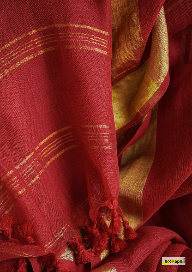 Handwoven Pure Linen with Zari Border