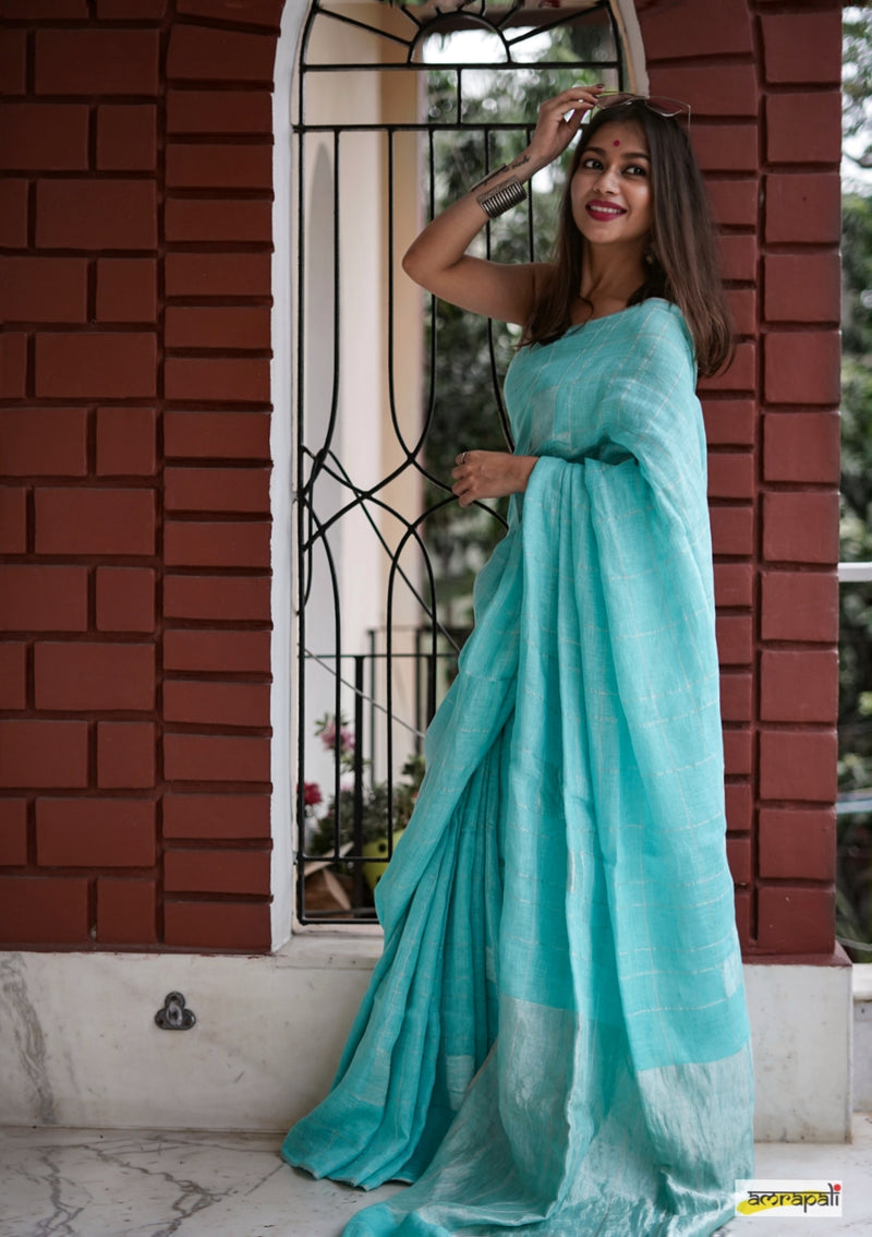 Handwoven Pure Linen with Zari Accents