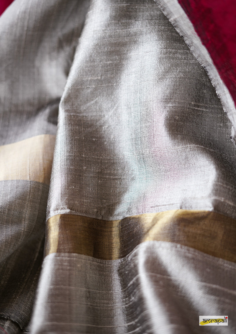 Handloom Pure Dupion Silk with Temple Border