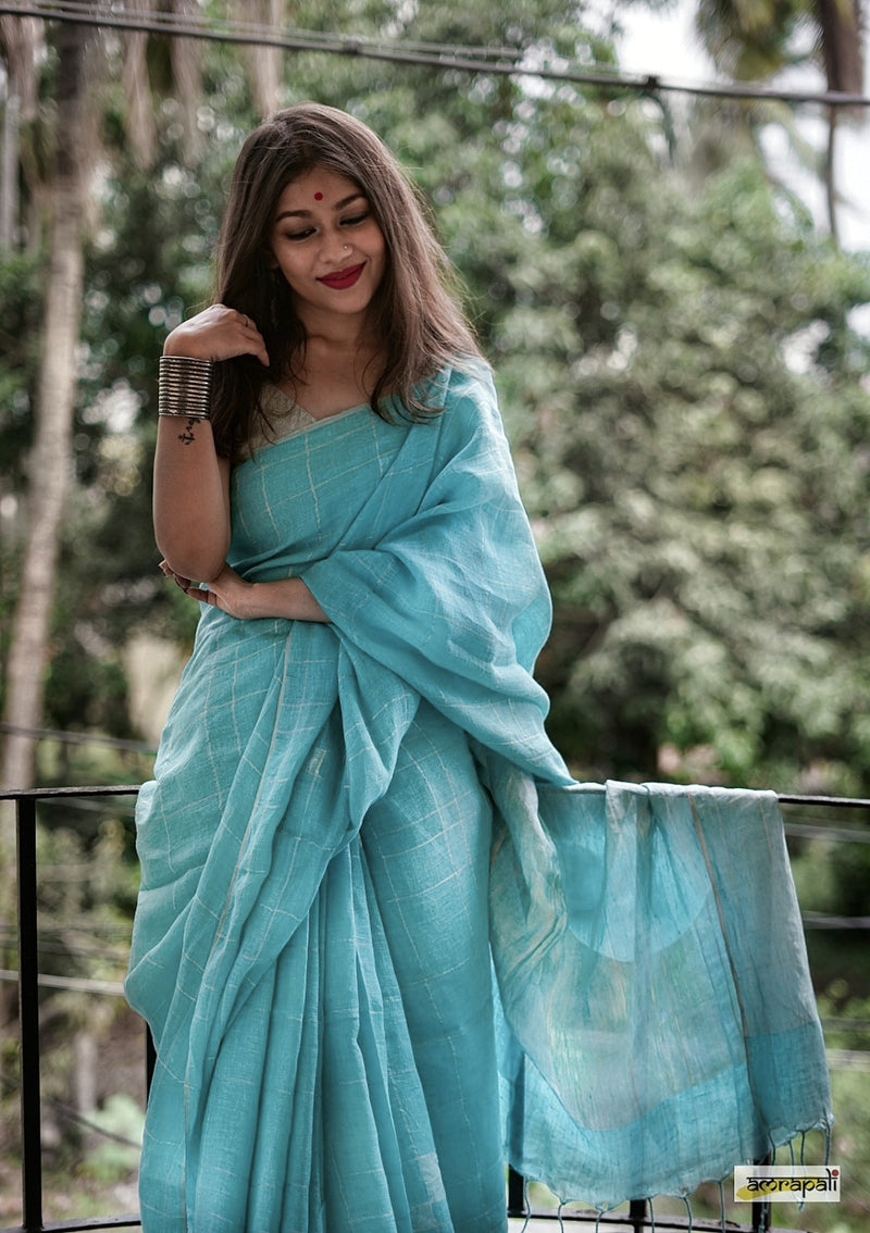 Handwoven Pure Linen with Zari Accents