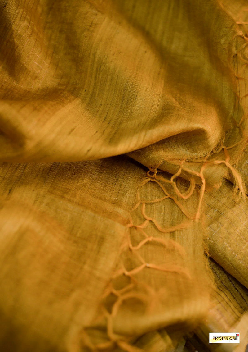 Pure Tussar with Gold Zari pinstripes