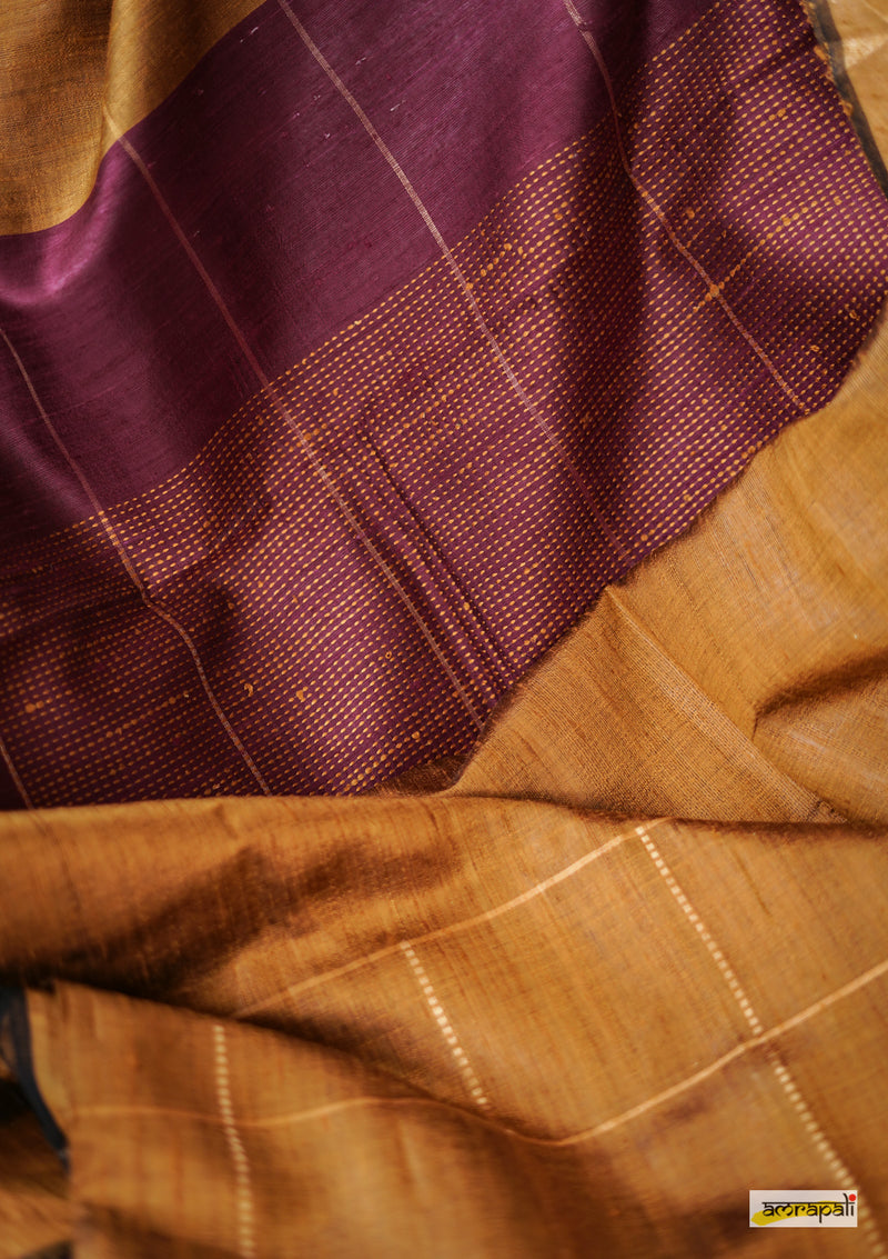 Handwoven Pure Dupion Silk with Gold Zari Accents