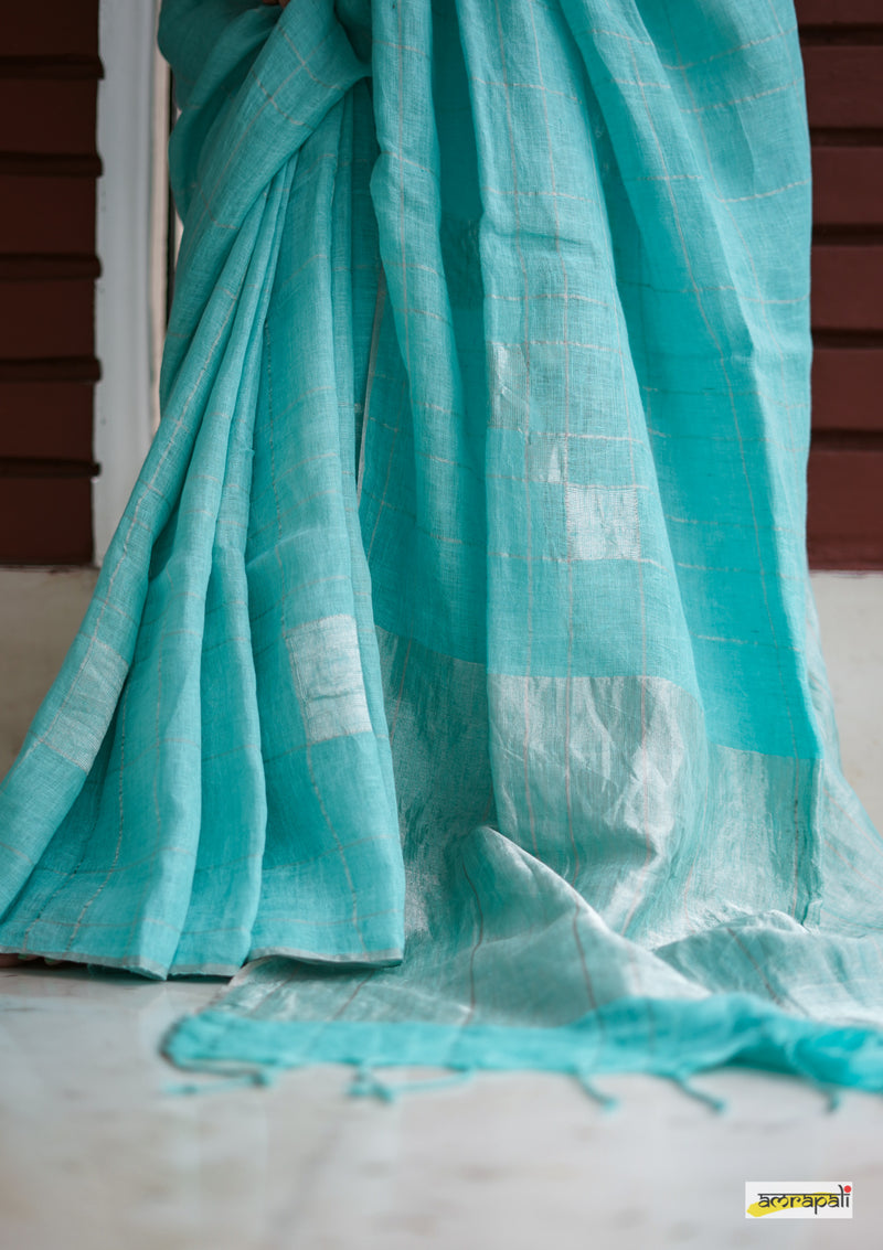 Handwoven Pure Linen with Zari Accents