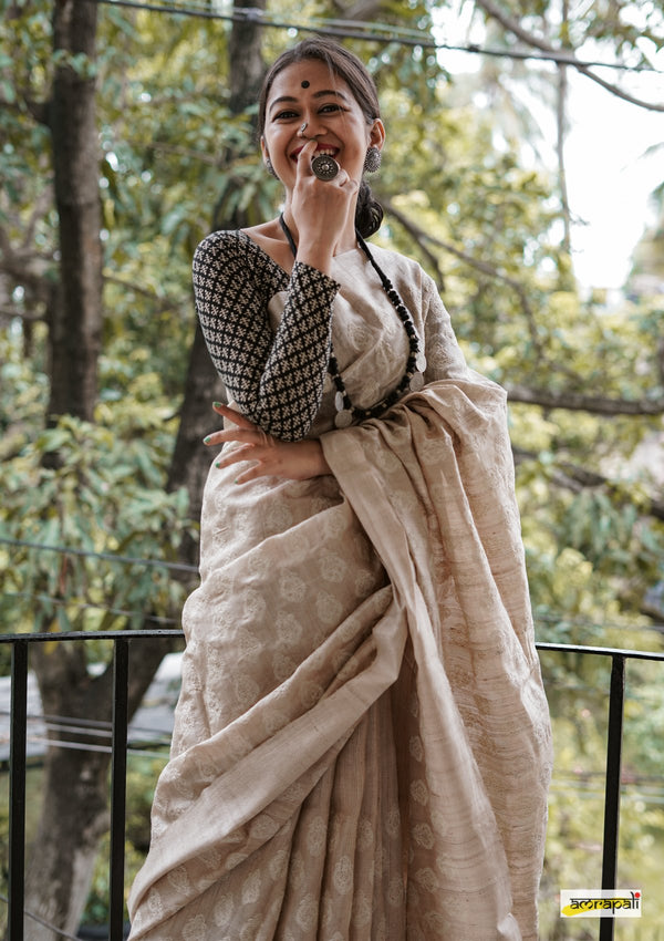 Handwoven Pure Tussar with Embroidery