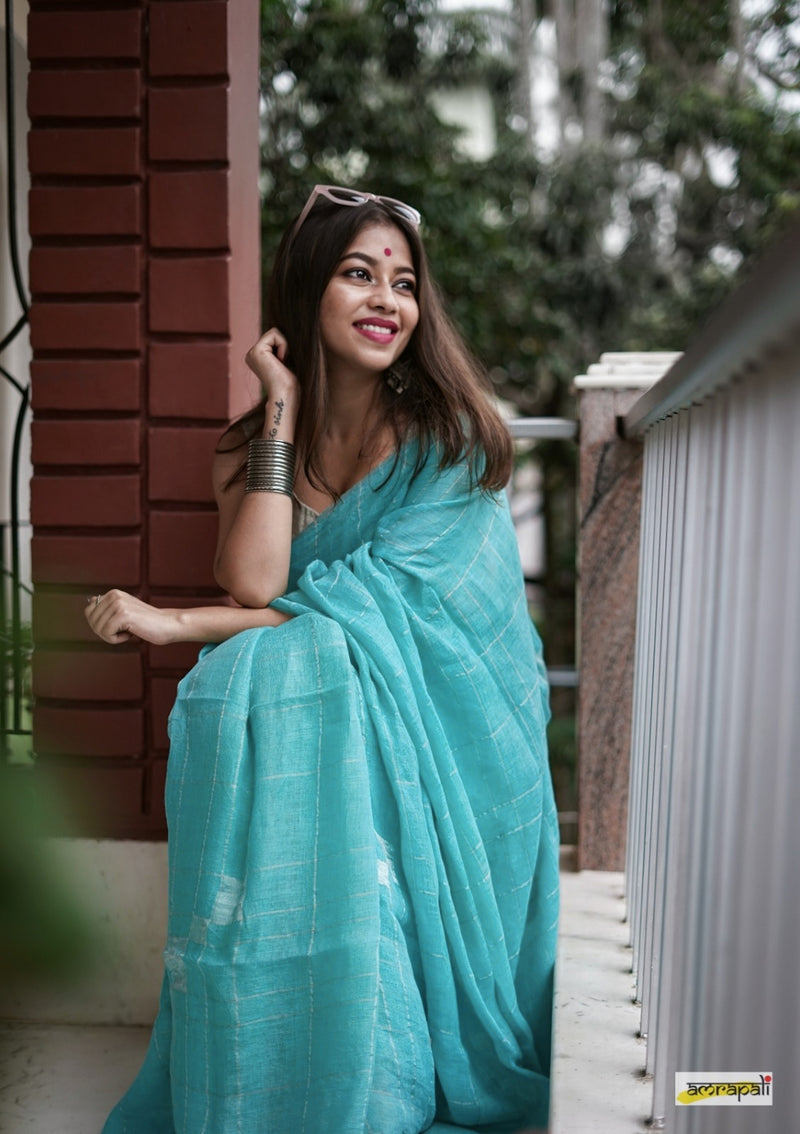 Handwoven Pure Linen with Zari Accents