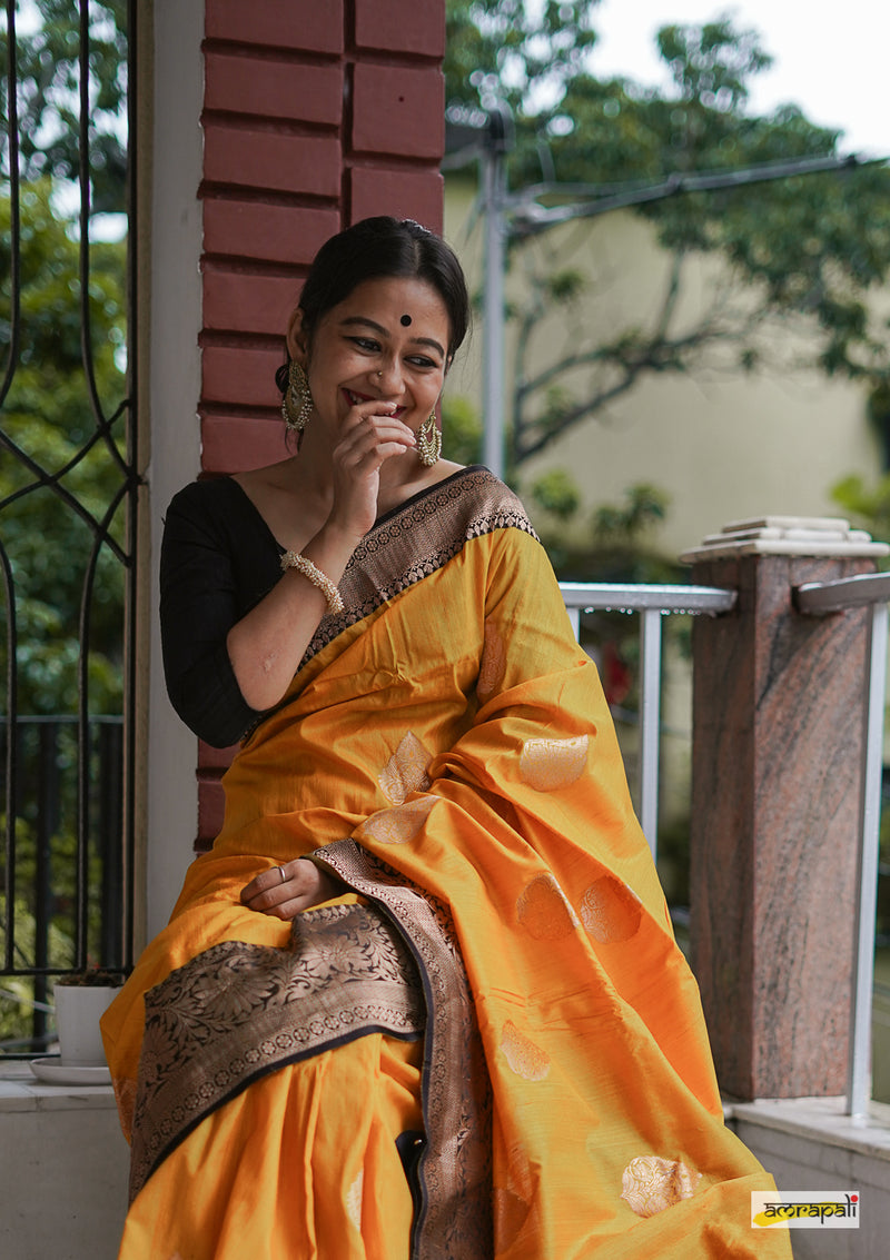 Handwoven Yellow Pure Tussar Benarasi - Limited Edition