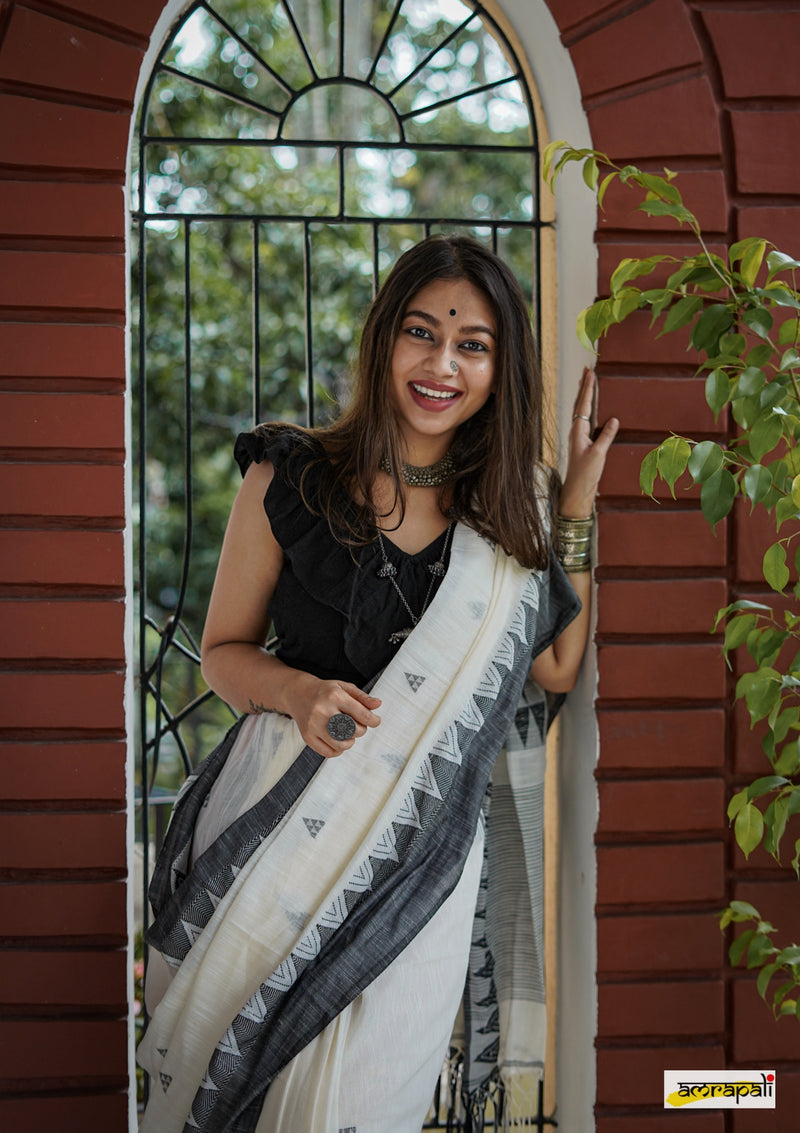 Handloom cotton with jamdani inspired buti