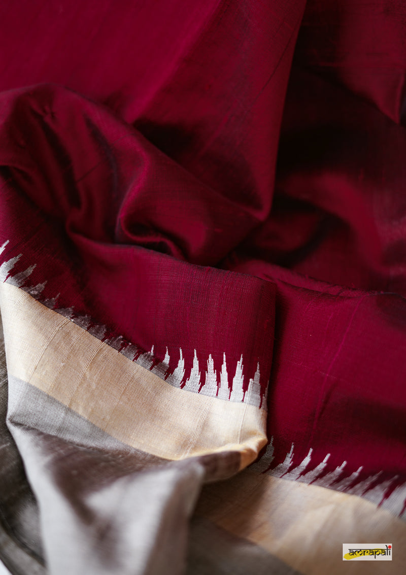 Handloom Pure Dupion Silk with Temple Border
