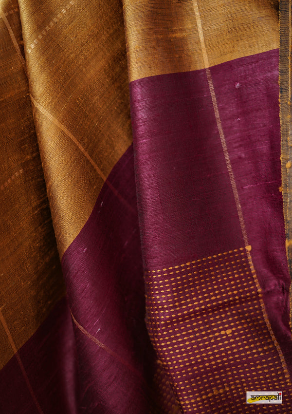 Handwoven Pure Dupion Silk with Gold Zari Accents