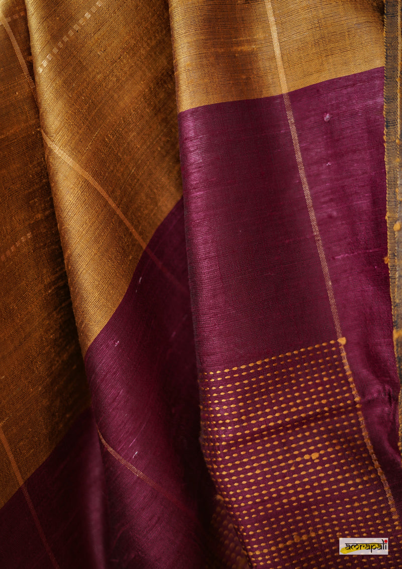 Handwoven Pure Dupion Silk with Gold Zari Accents