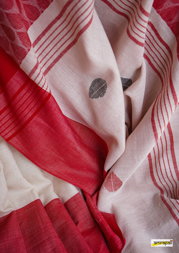 Pure Handloom Cotton with tiny leaf buti