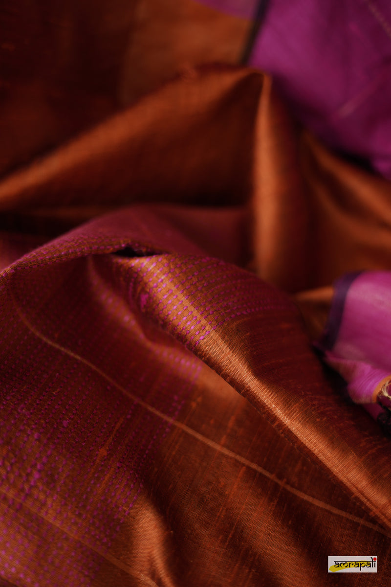 Handwoven Pure Dupion Silk with Gold Zari Accents