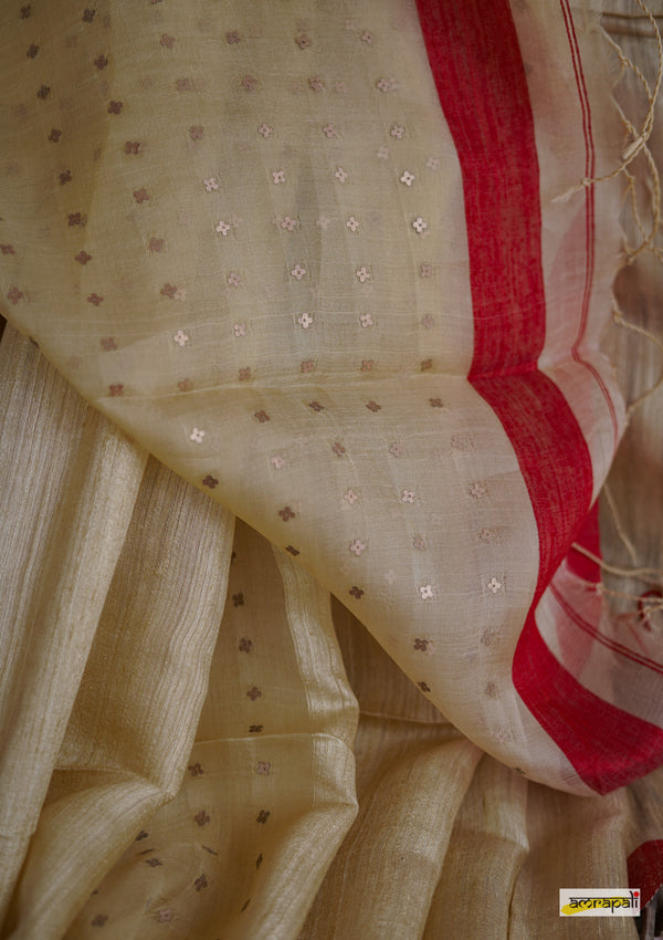 Handwoven Pure Matka with Woven Gold Sequins