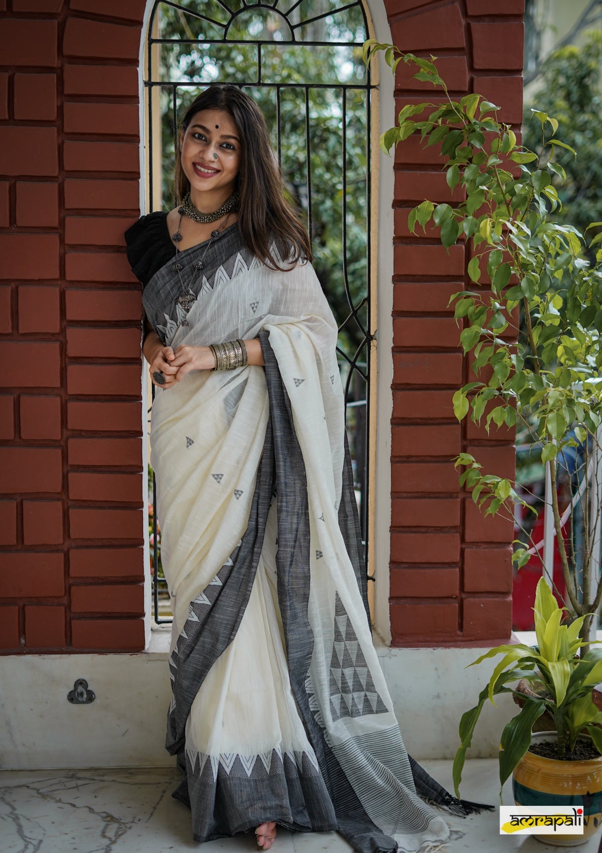 Beige - Phulia Jamdani Buti Pure Handloom Cotton Fabric (Count 92/60) 35 main image 0
