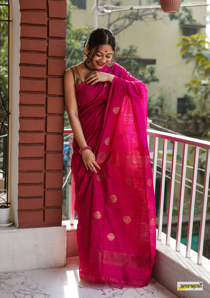 Matka Resham with golden zari polka butis