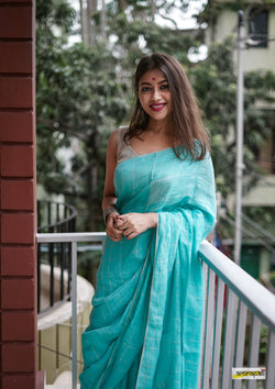 Handwoven Pure Linen with Zari Accents