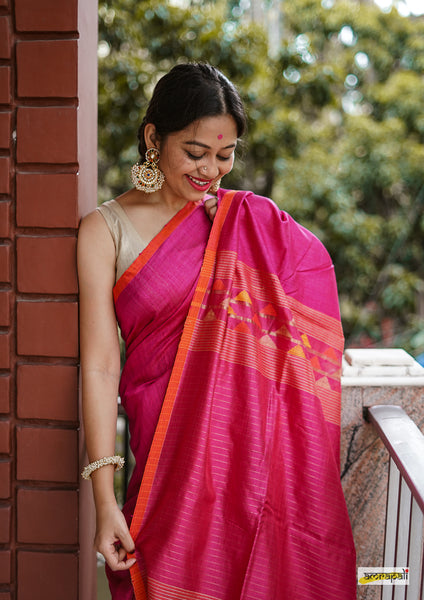 Handwoven Matka Tussar Jamdani with Spun Silk Palla – Amrapali Boutique