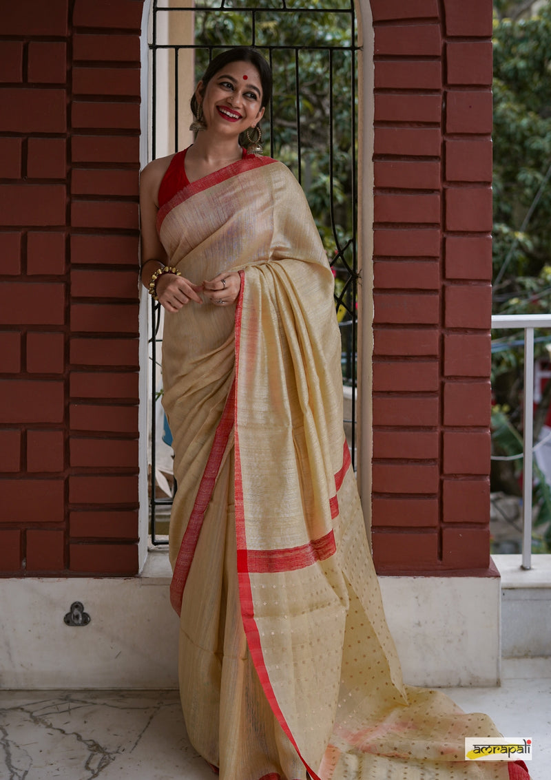 Handwoven Pure Matka with Woven Gold Sequins