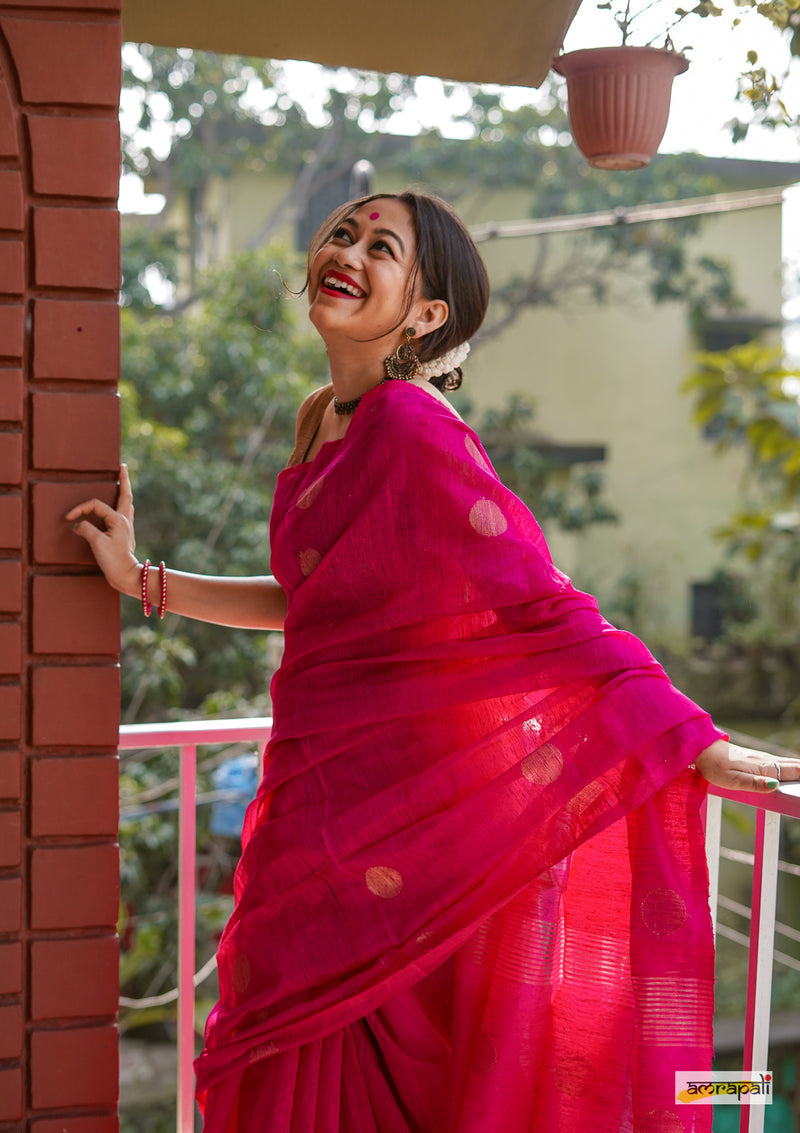 Matka Resham with golden zari polka butis