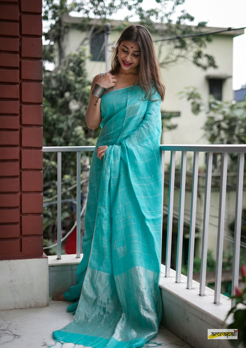 Handwoven Pure Linen with Zari Accents