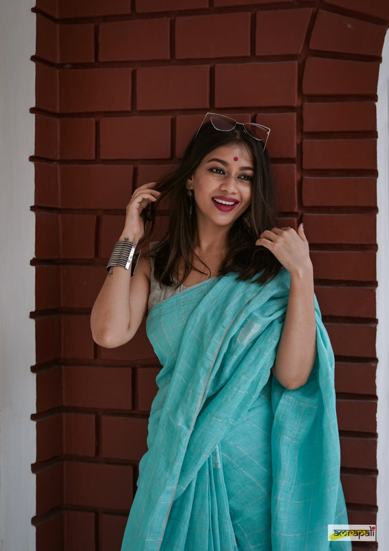 Handwoven Pure Linen with Zari Accents