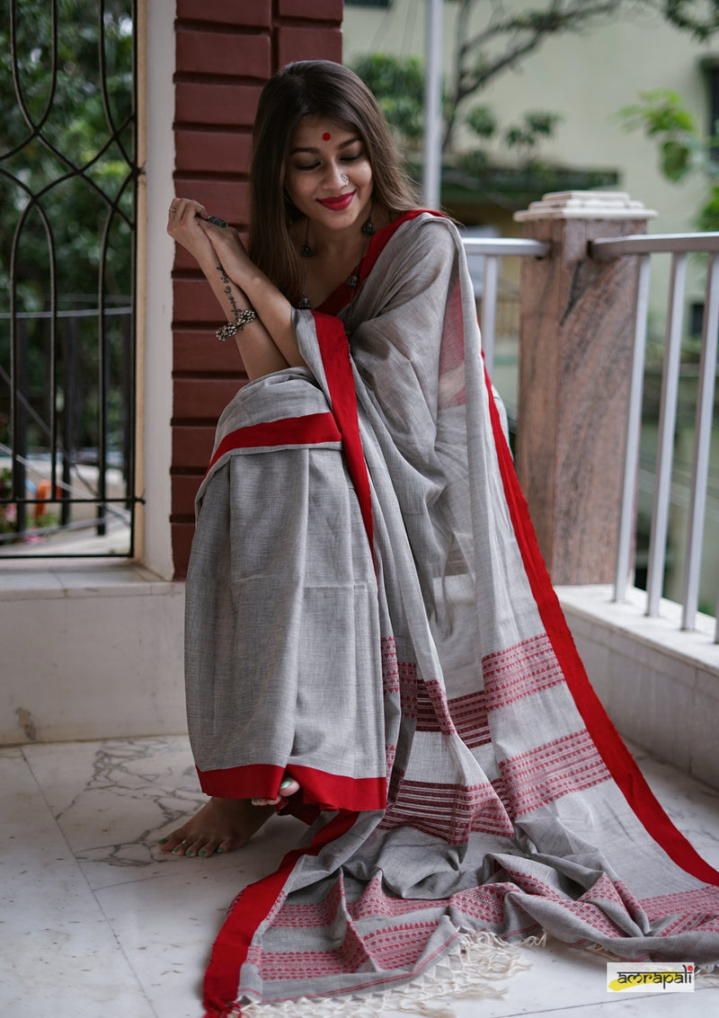 Handloom Cotton with Dual Striped Woven Palla