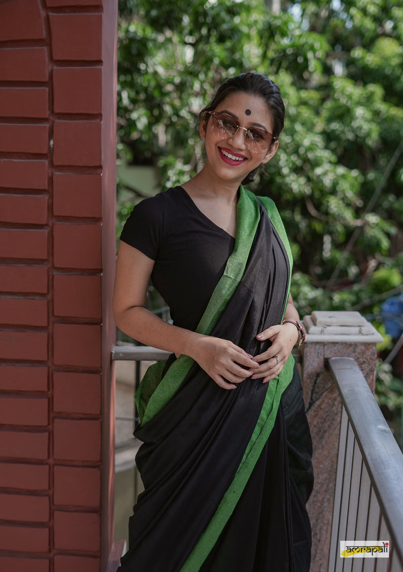 Black Colorblock Cotton with Pompoms