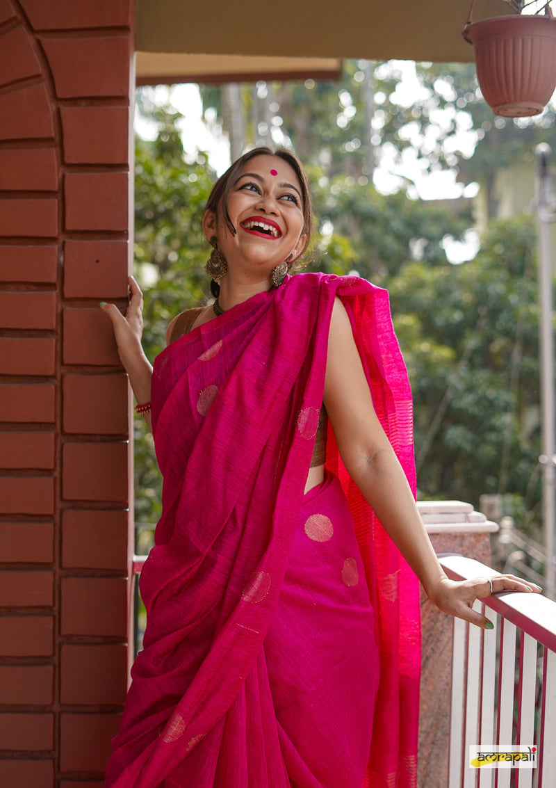 Matka Resham with golden zari polka butis