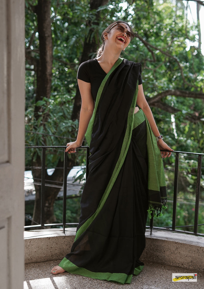Black Colorblock Cotton with Pompoms