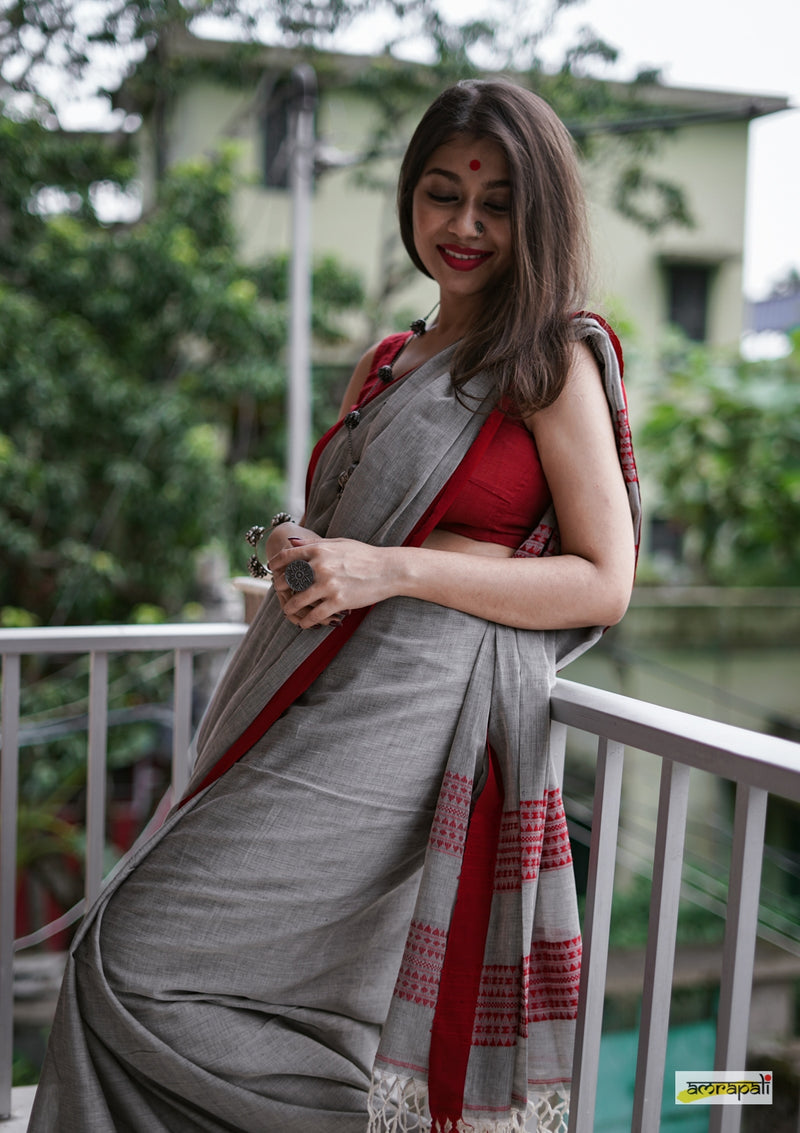 Handloom Cotton with Dual Striped Woven Palla