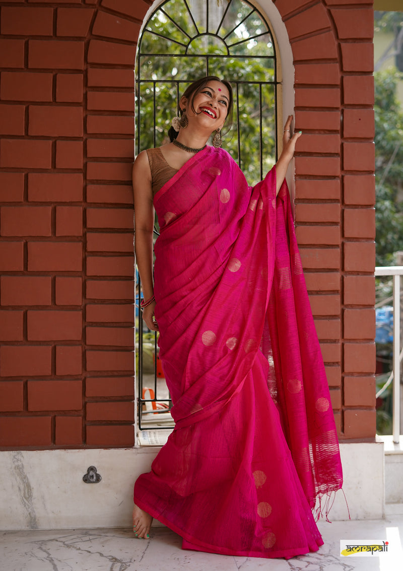 Matka Resham with golden zari polka butis
