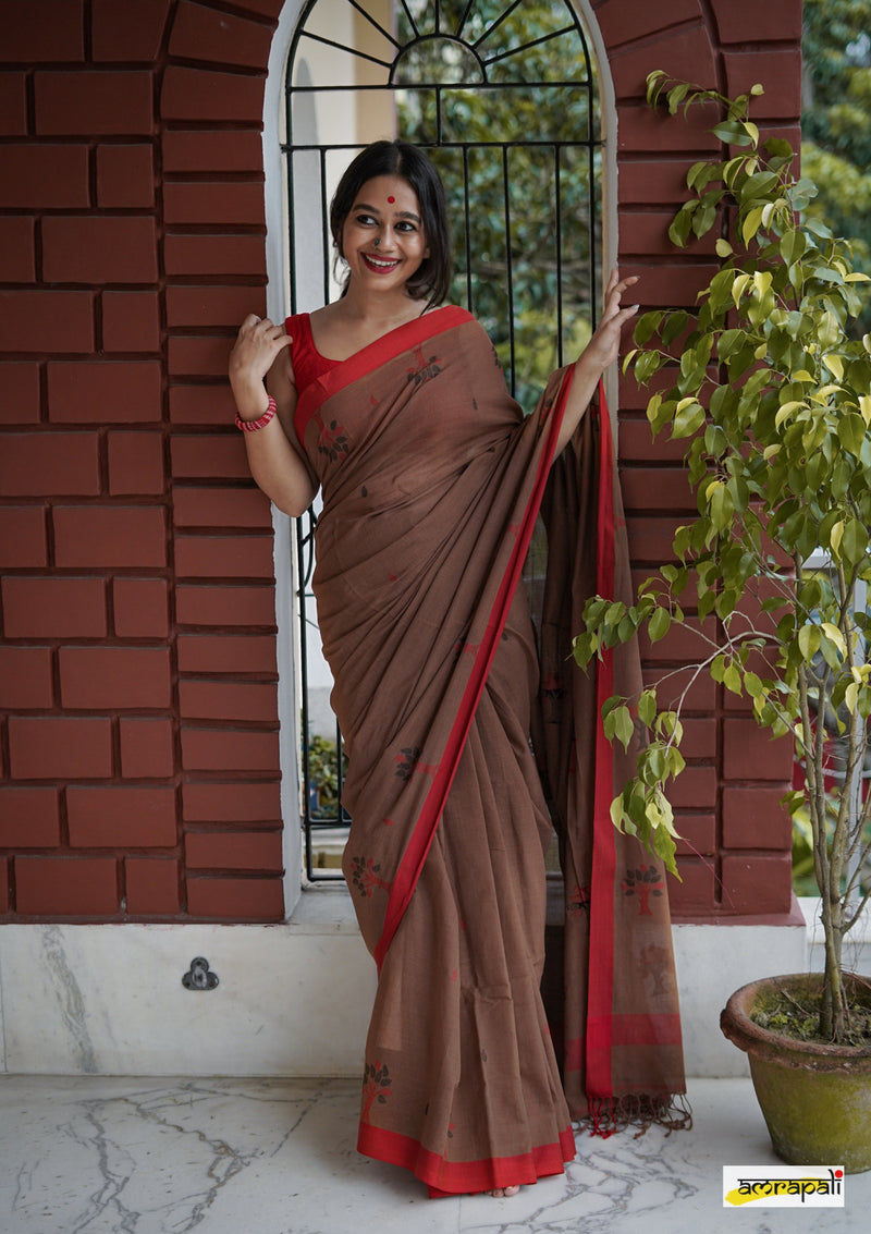 Handwoven Pure Cotton with leaf motifs