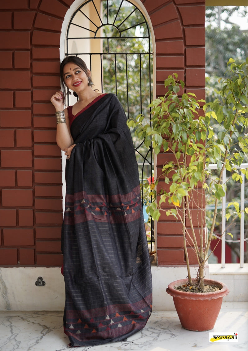 Handwoven Matka Tussar with Spun Silk Palla