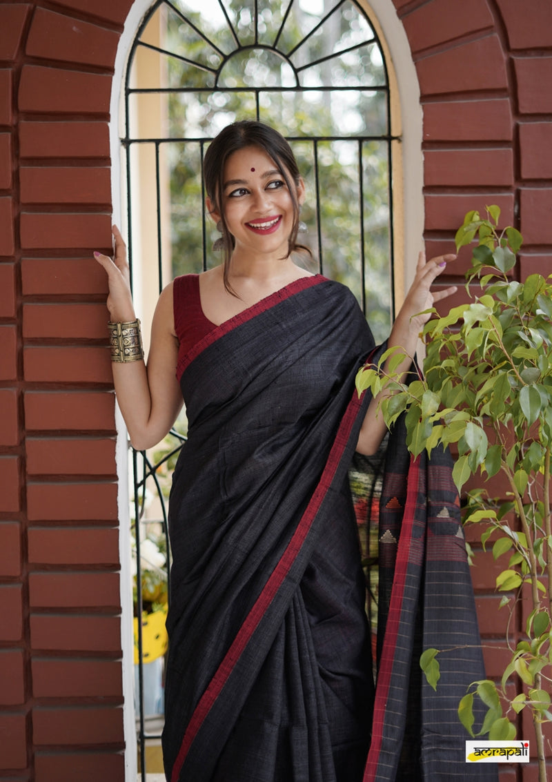 Handwoven Matka Tussar with Spun Silk Palla