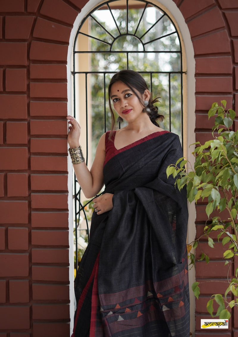 Handwoven Matka Tussar with Spun Silk Palla