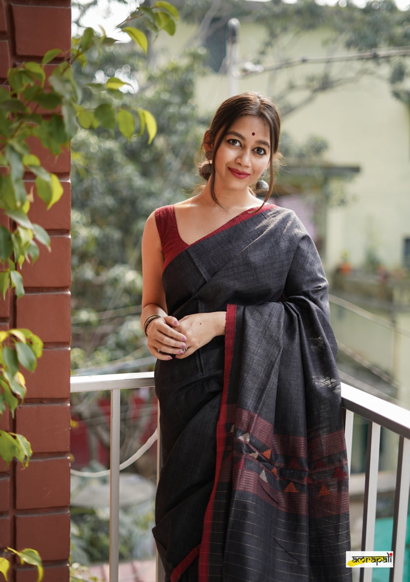Handwoven Matka Tussar with Spun Silk Palla