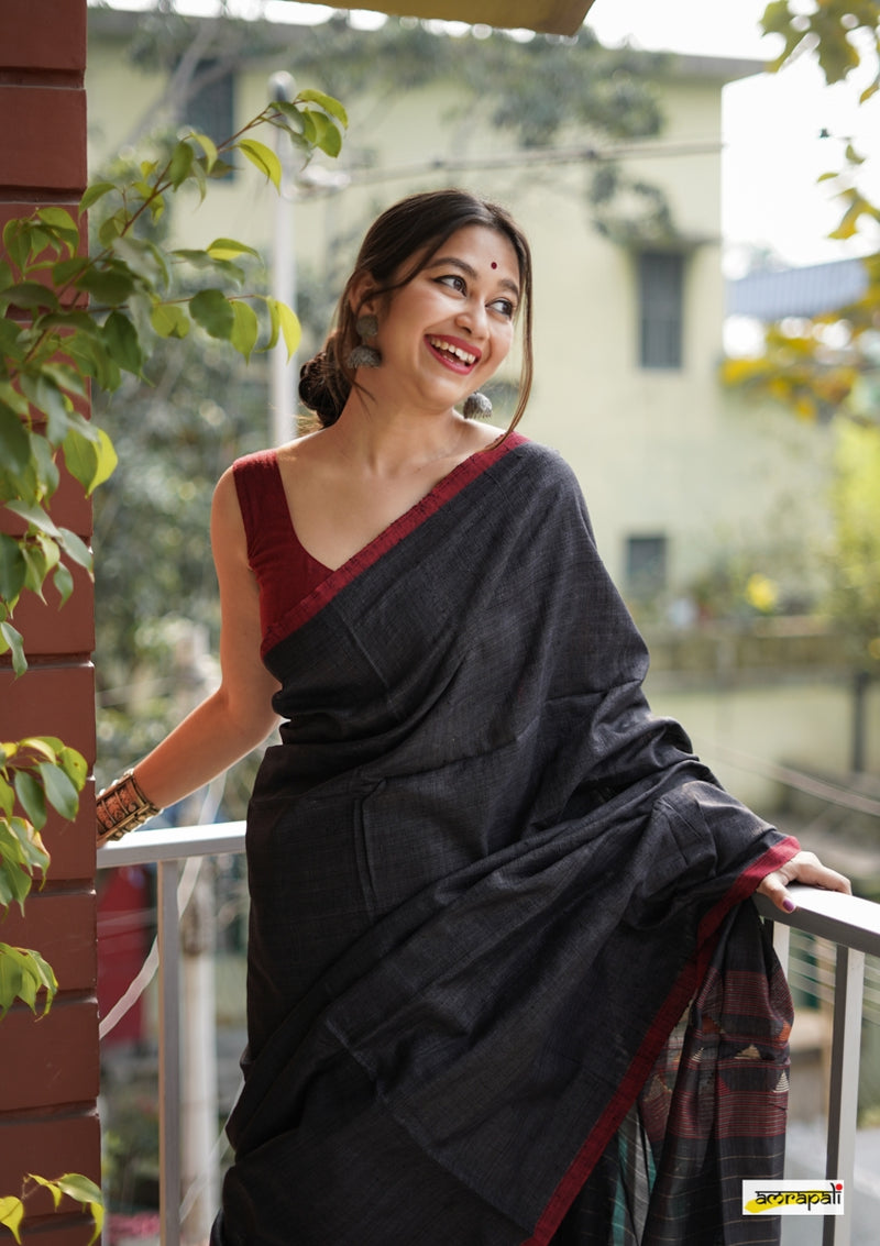 Handwoven Matka Tussar with Spun Silk Palla