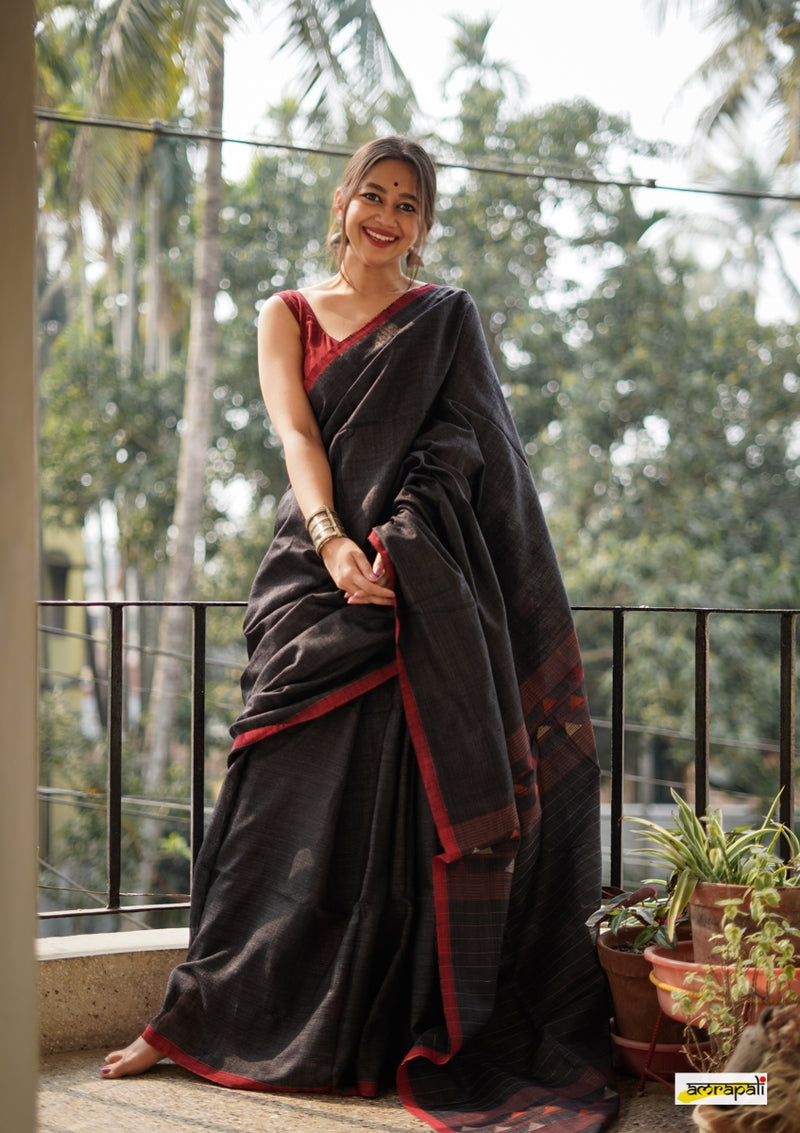 Handwoven Matka Tussar with Spun Silk Palla