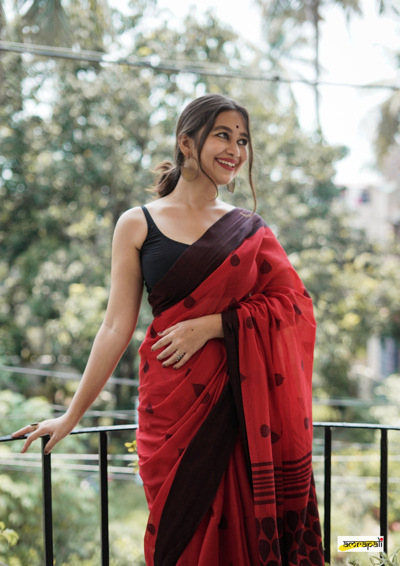 Pure Handloom Cotton with tiny leaf buti