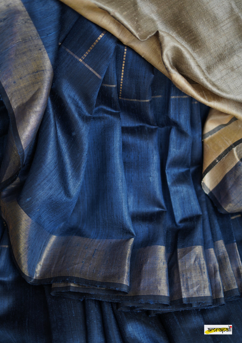 Handwoven Pure Dupion Silk with Gold Zari Accents