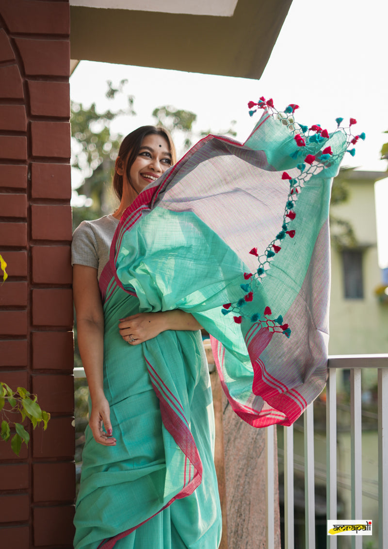 Handloom Slub Cotton with Pompoms