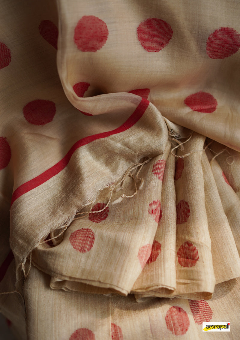 Handwoven Pure Matka Jamdani with Resham Butas