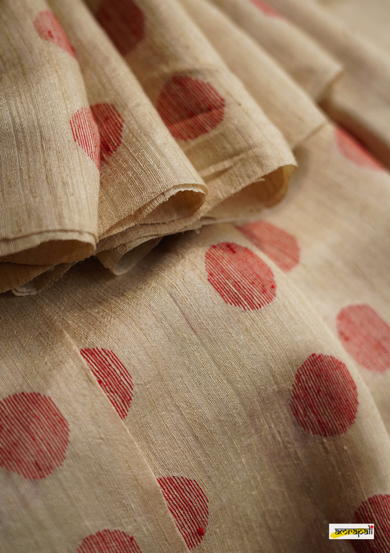 Handwoven Pure Matka Jamdani with Resham Butas