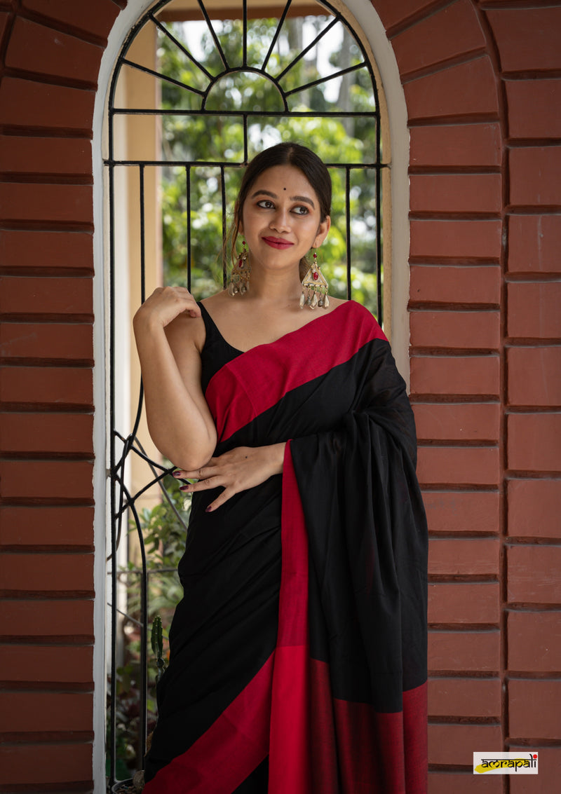 Black Handloom Cotton with Tassels