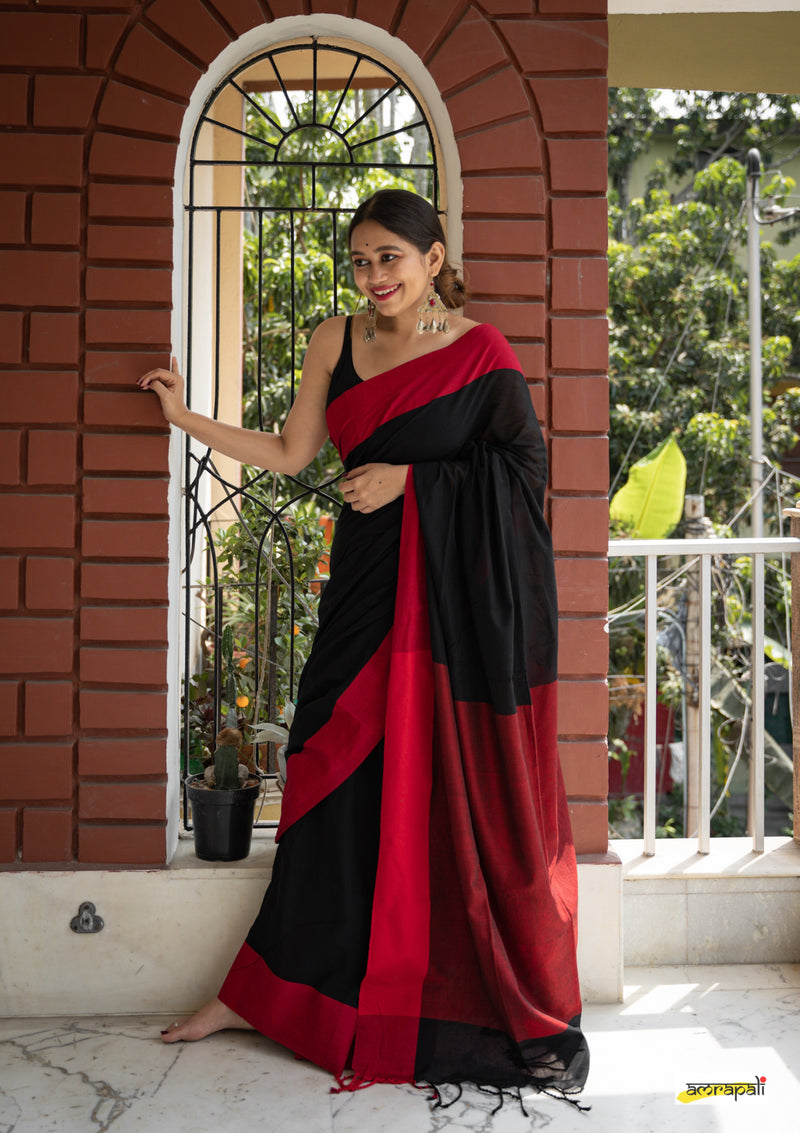 Black Handloom Cotton with Tassels