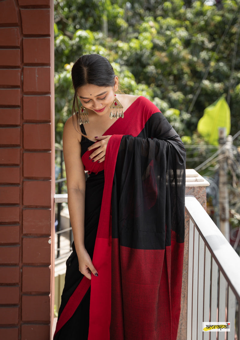 Black Handloom Cotton with Tassels