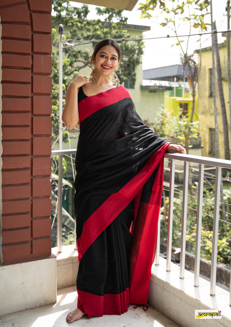 Black Handloom Cotton with Tassels