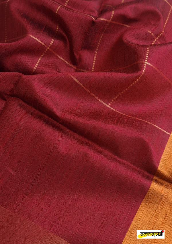 Handwoven Pure Dupion Silk with Gold Zari Accents