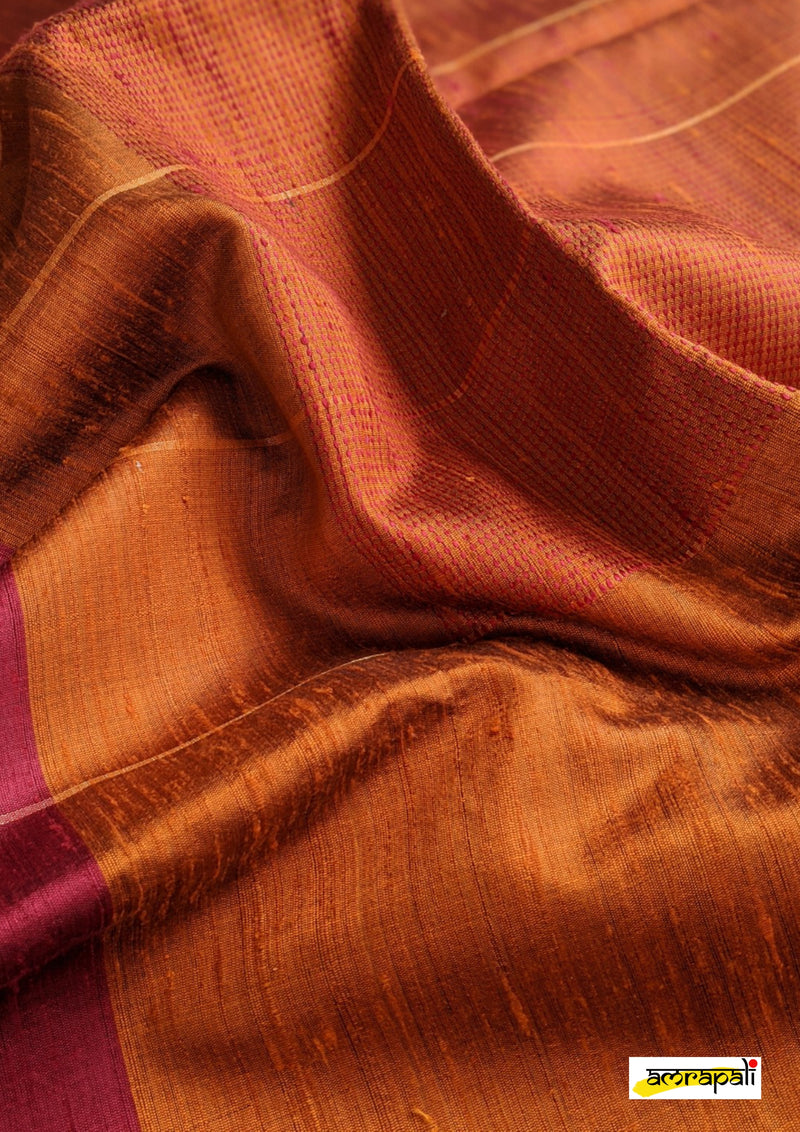 Handwoven Pure Dupion Silk with Gold Zari Accents